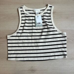 Women H&M Crop Stripe Tank XL